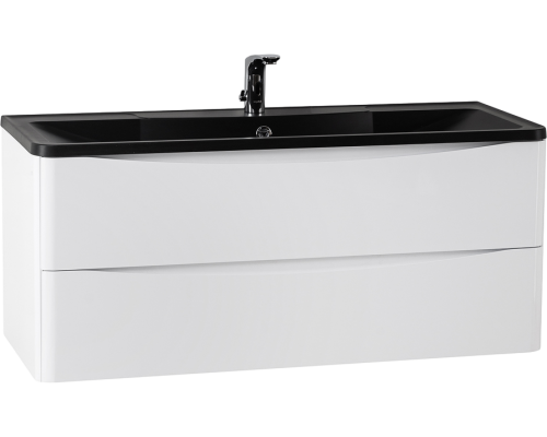 Тумба с раковиной BelBagno Acqua 120 подвесная, bianco lucido, черная матовая раковина