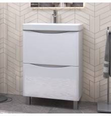 Тумба с раковиной Vigo Glem 60, напольная, белая, раковина Velvex 9595 60