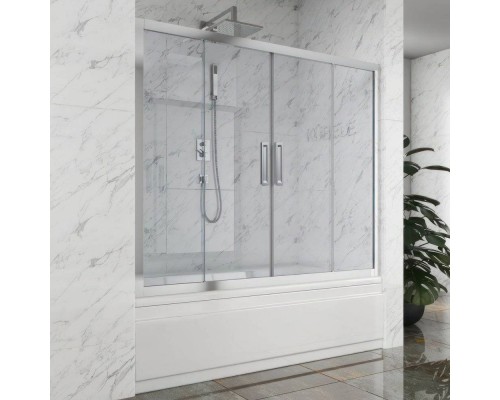 Шторка на ванну Kubele DE019 P4-CLN-CH 180х150 см, профиль хром