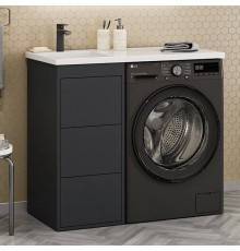 Тумба с раковиной Brevita Grafit 60 L под стиральную машину, раковина Kamilla графит