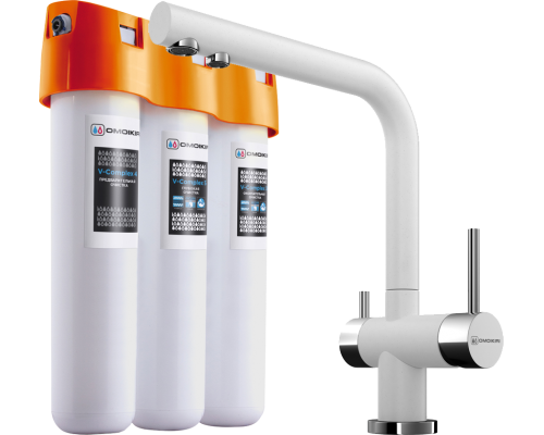 Комплект Смеситель Omoikiri Nagano WH белый + Фильтр Pure Drop Lite