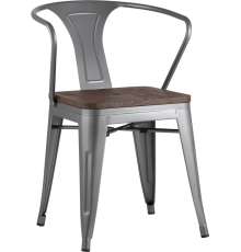 Стул Stool Group Tolix Arm Wood серебристый матовый, темное дерево