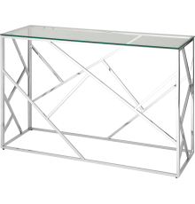 Консоль Stool Group Арт Деко 120x40 см, прозрачное стекло, сталь серебро