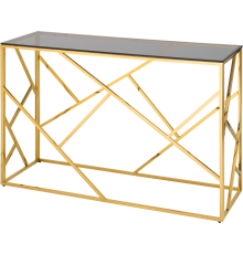 Консоль Stool Group Арт Деко 120x40 см, стекло smoke, сталь золото