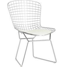 Стул Stool Group Bertoia хромированный, белая подушка