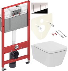 Комплект Унитаз подвесной Ideal Standard BLEND CUBE T368601 + Крышка BLEND CUBE T521101 с микролифтом + Инсталляция TECE Now 9400412 4 в 1 с кнопкой смыва