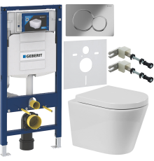 Комплект Унитаз подвесной BelBagno Flay-r + Крышка Marino BB105SC с микролифтом, петли хром + Инсталляция Geberit Duofix UP 320 111.300.00.5 + Кнопка Sigma 01 115.770.21.5 хром + Крепления 111.815.00.1 к стене + Шумоизоляция