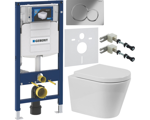Комплект Унитаз подвесной BelBagno Flay-r + Крышка Marino BB105SC с микролифтом, петли хром + Инсталляция Geberit Duofix UP 320 111.300.00.5 + Кнопка Sigma 01 115.770.21.5 хром + Крепления 111.815.00.1 к стене + Шумоизоляция