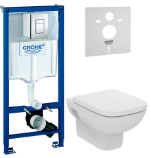 Комплект Унитаз подвесной Ideal Standard I.life A T471701 + Крышка T453101 белая + Инсталляция Grohe Rapid SL 38772001 3 в 1 с кнопкой смыва + Шумоизоляция 37131000
