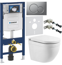 Комплект Унитаз подвесной BelBagno Senso -R BB017CHR + Крышка Norma BB865SC с микролифтом + Инсталляция Geberit Duofix UP 320 111.300.00.5 + Кнопка Sigma 01 115.770.JQ.5 лакированная, матовый хром + Крепления 111.815.00.1 к стене + Шумоизоляция 156.050.00