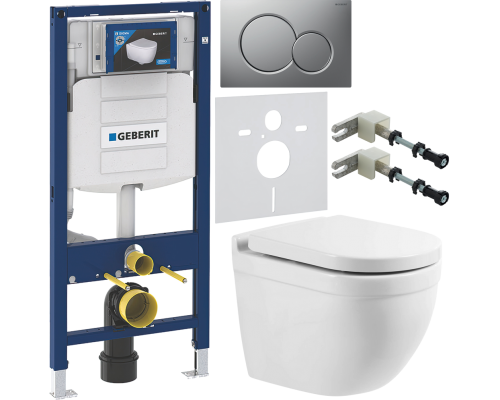 Комплект Унитаз подвесной BelBagno Senso -R BB017CHR + Крышка Norma BB865SC с микролифтом + Инсталляция Geberit Duofix UP 320 111.300.00.5 + Кнопка Sigma 01 115.770.JQ.5 лакированная, матовый хром + Крепления 111.815.00.1 к стене + Шумоизоляция 156.050.00