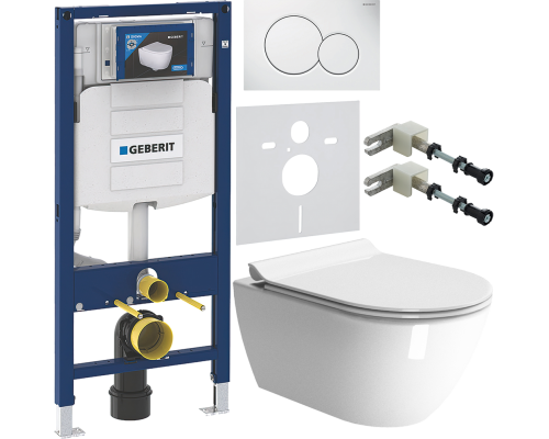Комплект Унитаз подвесной GSI Pura 881611 безободковый + Крышка Norm MS86CSN11 с микролифтом, белая + Инсталляция Geberit Duofix UP 320 111.300.00.5 + Кнопка Sigma 01 115.770.11.5 белая + Крепления 111.815.00.1 к стене + Шумоизоляция 156.050.00.1