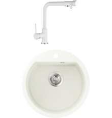 Комплект Мойка кухонная NOVA 51G белая + Смеситель Kaiser Teka 13044-10 белый