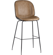 Барный стул Stool Group Beetle PU со спинкой, экокожа бежевая, черные ножки