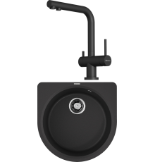 Комплект Мойка кухонная Omoikiri Akegata 51 черная + Смеситель Nagano P-BL черный