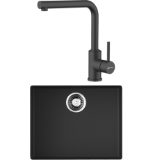 Комплект Мойка кухонная Omoikiri Bosen 54-U-BL черная + Смеситель Nakagawa P-BL черный