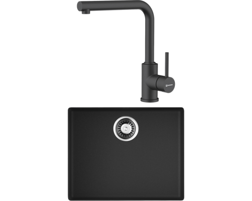 Комплект Мойка кухонная Omoikiri Bosen 54-U-BL черная + Смеситель Nakagawa P-BL черный