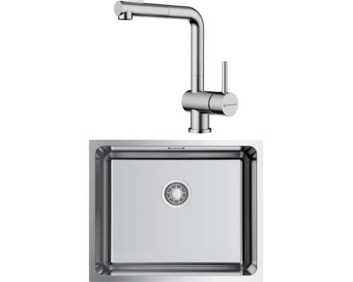 Комплект Мойка кухонная Omoikiri TADZAVA 54-U-IN нержавеющая сталь + Смеситель Tanigawa-SB BN нержавеющая сталь