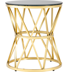 Журнальный столик Stool Group Вива 50x50 см, стекло черное, опора золото