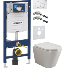 Комплект Унитаз подвесной Ceramicanova Highlight Rimless CN1804 с микролифтом, безободковый + Крепления Geberit Duofix 111.815.00.1 к стене + Шумоизоляция 156.050.00.1 + Инсталляция UP 320 111.300.00.5 + Кнопка Sigma 01 115.770.11.5 белая