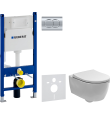 Комплект  Чаша для унитаза подвесного Geberit iCon 204060000 + Крышка-сиденье Geberit iCon Slim 500.670.01.1 + Система инсталляции для унитазов Geberi