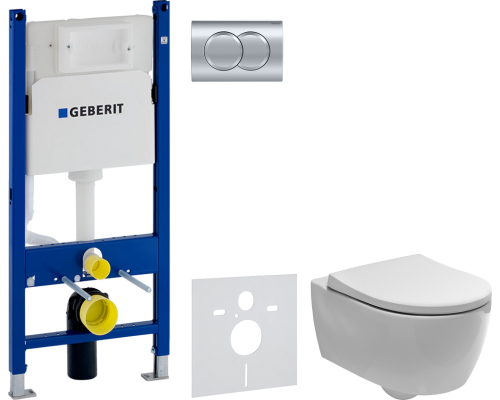 Комплект  Чаша для унитаза подвесного Geberit iCon 204060000 + Крышка-сиденье Geberit iCon Slim 500.670.01.1 + Система инсталляции для унитазов Geberi