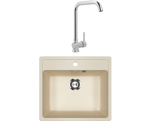 Комплект Мойка кухонная Ulgran U-104 -328 бежевая + Смеситель MEGA Didim MG-CM107 хром