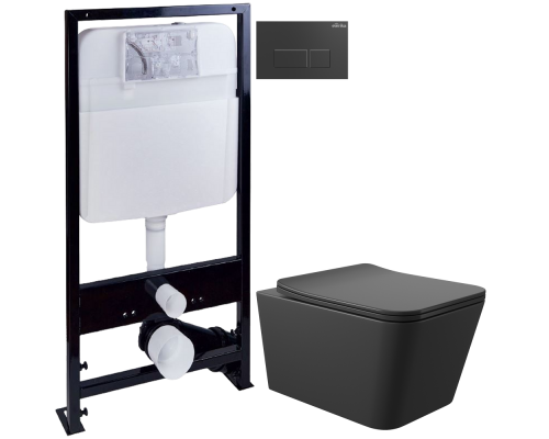 Комплект Унитаз подвесной Aqueduto Macio MAC0140 безободковый, с микролифтом, черный матовый + Инсталляция EWRIKA ProLT 0026-2020 + Кнопка 0044 черная матовая Комплект Унитаз подвесной Aqueduto Macio MAC0140 безободковый, с микролифтом, черный матовый + Инсталляция EWRIKA ProLT 0026-2020 + Кнопка 0044 черная матовая