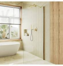 Душевая перегородка Maybahglass MGD-677-3ш 109 см, профиль золото, стекло прозрачное