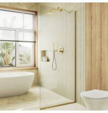 Душевая перегородка Maybahglass MGD-701-3у 69 см, профиль золото, стекло прозрачное