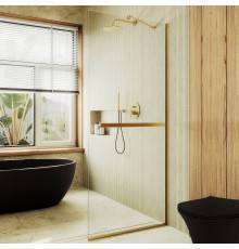 Душевая перегородка Maybahglass MGD-720-3у 69 см, профиль золото, стекло прозрачное