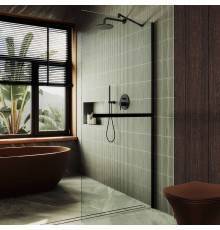 Душевая перегородка Maybahglass MGD-726-6ш 79 см, профиль черный, стекло прозрачное