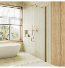 Душевая перегородка Maybahglass MGD-689-3ш 89 см, профиль золото, стекло прозрачное