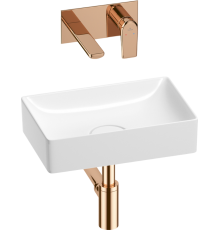 Комплект Wellsee Pure BY 201002534 С ВНУТРЕННЕЙ ЧАСТЬЮ, глянцевый белый, розовое золото, 4 в 1