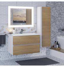 Мебель для ванной комнаты Uperwood Barsa 80 подвесная, белая, дуб сонома, раковина белая