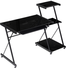 Компьютерный стол Woodville Kros 140x55 см, black, стекло черное
