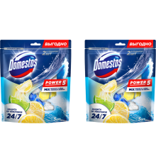 Набор Domestos Power 5 туалетный блок для унитаза, свежесть лайма + свежесть океана дуо 2х50 г + трио 3х50 г, 2 уп.
