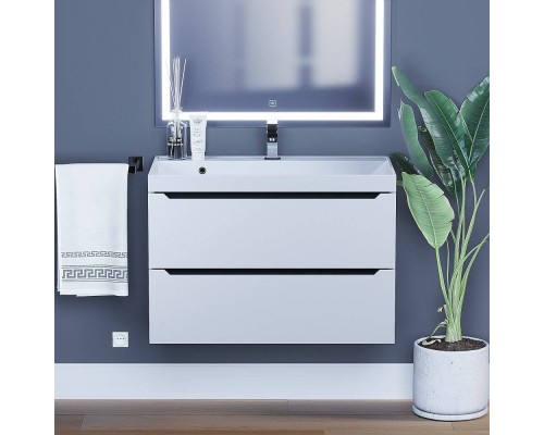 Тумба с раковиной Uperwood Tanos 80 подвесная, белая, графит