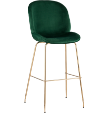 Барный стул Stool Group Beetle со спинкой, велюр изумрудный, ножки золотые