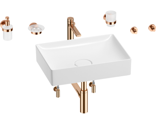 Комплект Wellsee Pure BY Wellsee 201006419 белый глянцевый, розовое золото, 9 в 1