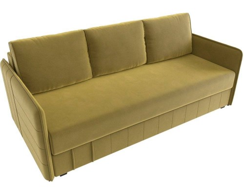 Диван Лига Диванов Слим НПБ микровельвет желтый