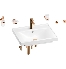 Комплект Wellsee FreeDom 201006999 глянцевый белый, розовое золото, 9 в 1