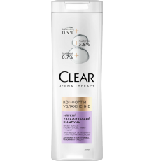 Шампунь Clear Derma Therapy Комфорт и увлажнение увлажняющий, питательный, для всех типов волос, для поврежденных волос, для тонких волос, для ежедневного применения, 380 мл
