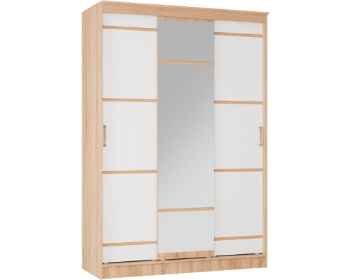 Шкаф-купе БТС Сакура 150х61х222 см, дуб сонома, белый