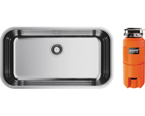 Комплект Мойка кухонная Omoikiri Omi 76-U/I-IN нержавеющая сталь + Измельчитель Nagare slim 500