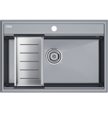 Мойка кухонная Paulmark Stepia PM117551-GRM+A375-BS с коландером, серый металлик