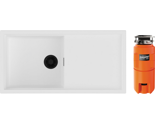 Комплект Мойка кухонная Omoikiri Sintesi 100 белая + Измельчитель Nagare slim 500