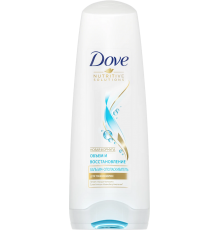 Бальзам Dove Hair therapy Восстановление и объем увлажняющий, питательный, для объема, для всех типов волос, для поврежденных волос, для тонких волос, 200 мл