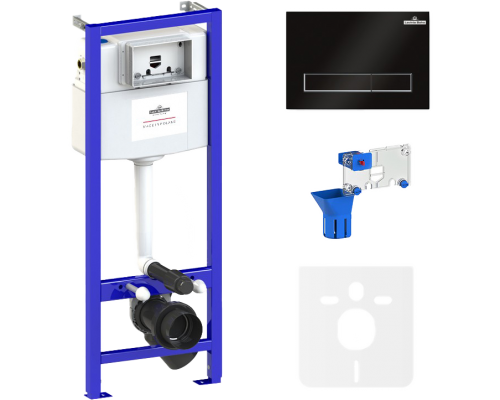 Система инсталляции для унитазов Lavinia Boho RelFix 77010033 5 в 1 с кнопкой смыва и дозатором, матовый черный, хром