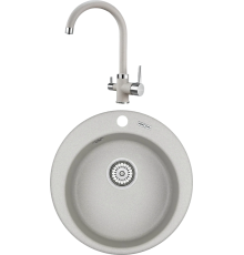 Комплект Мойка кухонная KRONA Runde D475 1 47,5 см, gray + Смеситель Brunnen H270 1 gray